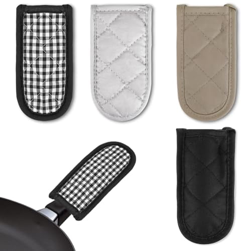 4 PCS Heat Resistant Cotton Skillet Handle Covers,Non-Slip Pot Sleeve Grips for Cast Iron Cookware,Machine Washable