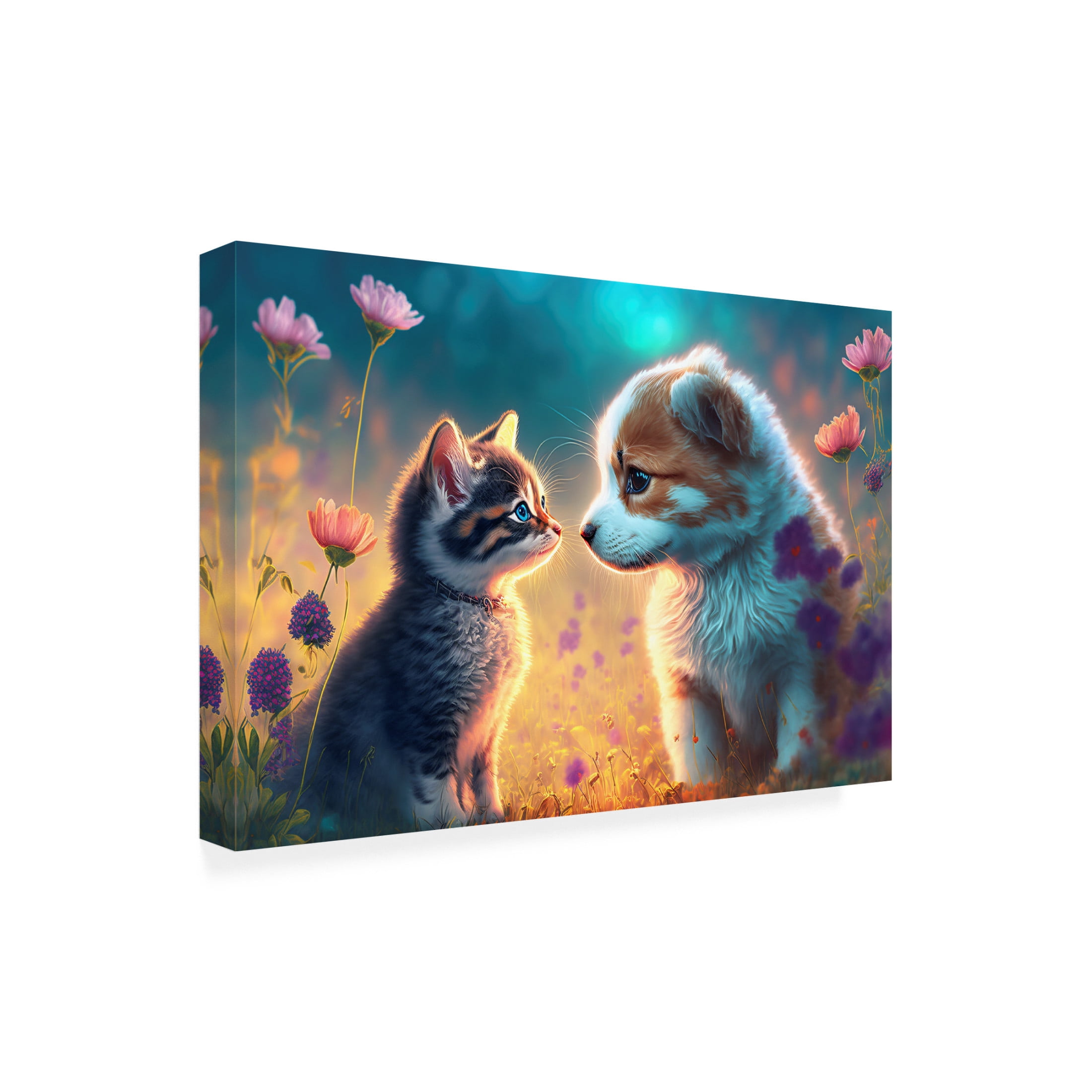 Canvas Wall Art - Ray Heere 'Cats And Dogs 5' Wall Art for Living Room, Bedroom, or Office Décor by Trademark Fine Art - 32 x 22 Inches