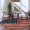thumbnail image 4 of Vintage American Flag Large Area Rugs for Bedroom Living Room, Soft Non Slip Carpet Bedside Rug, Shabby US Star Strips Flag Round Floor Cover Kitchen Accent Rug 8' for Dining Room/Office, 4 of 9