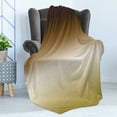 thumbnail image 4 of Ombre Soft Flannel Fleece Blanket, Modern Illustration of Color Changes in Earth Tones with Plain Middle Line Print, Cozy Plush for Indoor and Outdoor Use, 70" x 90", Brown and Khaki, by Ambesonne, 4 of 5