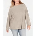 thumbnail image 1 of Style & Co. Womens Plus Linen Blend Striped Pullover Sweater, 1 of 2