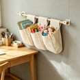 thumbnail image 6 of Beige Small Wall Hanging Cloth Pocket Organizer, No-Drill Storage Bag for Kitchen Bathroom Bedroom, Foldable Wall Mount Organizer for Toiletries Utensils, 8.3x3.9 Inches, 6 of 6