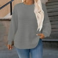 thumbnail image 2 of Feancey Waffle Knit Sweatshirts for Women Plus Size Crewneck Pullover Tops Loose Fit Casual Long Sleeve Blouse Fall Winter Lightweight Sweatshirt Gray 4XL, 2 of 6