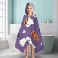 thumbnail image 6 of Purple Halloween Ghosts Skulls and Bats Hooded Bath Towel，60"x35" for Ages 3 To 12 Kids, Quick Dry Lightweight Soft Microfiber Hood Beach Towel Cover Up for Kids, 6 of 7