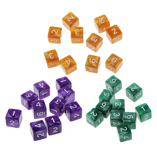 Paquete de 30 Dados Acrílicos Hugo D6 Poliédricos Juego de Mesa Verde Púrpura