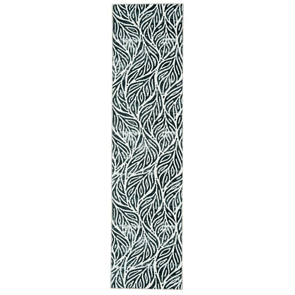 Leona 2' x 8' Washable Runner, Ivory and Black