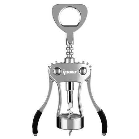 IPOW Bottle Opener Wing Wine Corkscrew and Beer Cap Remover All-in-1 Heavy Duty Stainless Steel Double Hinge Cork Screw for Waiter, Bartender, Home, Restaurant,