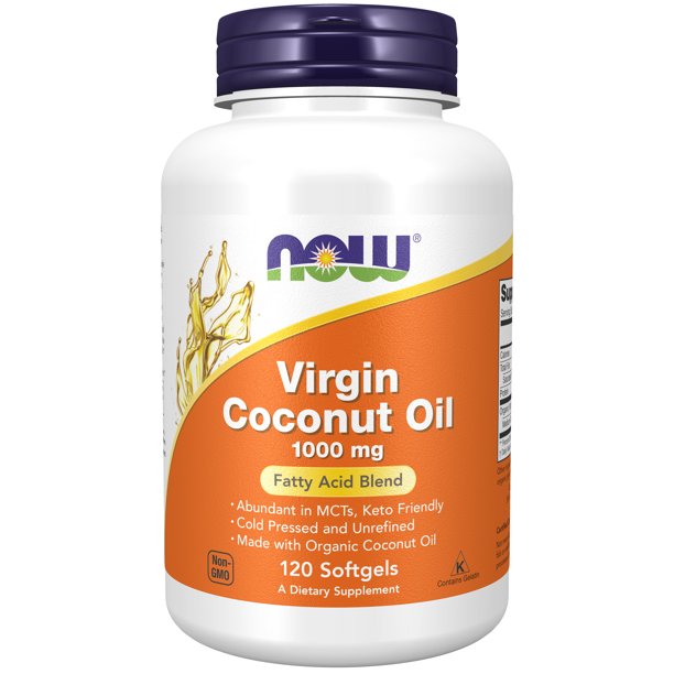 NOW Supplements, Virgin Coconut Oil 1000 mg, Cold Pressed and Unrefined, 120 Softgels Walmart