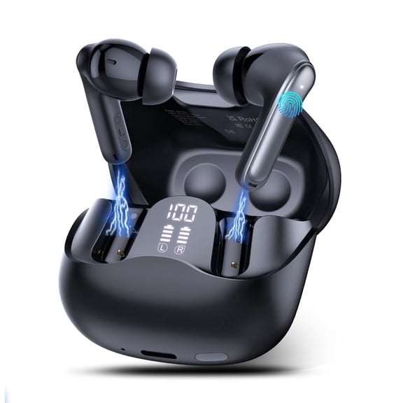 Wireless Earbuds Bluetooth 5.4 Headphone, 48H Deep Bass LED Power Display Earphones with 6 Mic, Clear Call Ear Buds AI Noise Cancelling ,IPX7 Waterproof in-Ear Earbuds for Android IOS