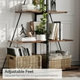 thumbnail image 6 of Book Shelf, 4 Tier Bookshelf, Modern Boat Shaped Design, Narrow Wooden Bookcase for Living Room/Bedroom, Space-Saving Storage Shelf Organizer with Sturdy PB Board, Stylish Home Decor, Brown, 6 of 7
