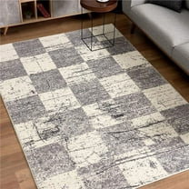 5 x 8 ft. White & Gray Checkered Area Rug