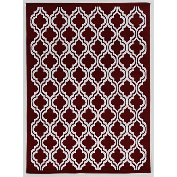 Capri Quatrafoil Red and Cream Rug, Multiple Sizes