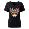 thumbnail image 6 of Craaazy Mardi Gras Shirts for Women Short Sleeve Casual Carnival Printed V-neck T-shirts Gifts, 6 of 6