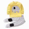 thumbnail image 4 of TOWED22 Toddler Baby Boy Outfit Set 2Pcs Printed Long Sleeve Cotton Tee and Pants Round Neck Elastic Waist Casual Winter Clothes(Yellow,4-5 Y), 4 of 6