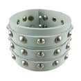 thumbnail image 1 of Gray Leather 3 Row Cone Spiked Wristband, 1 of 4