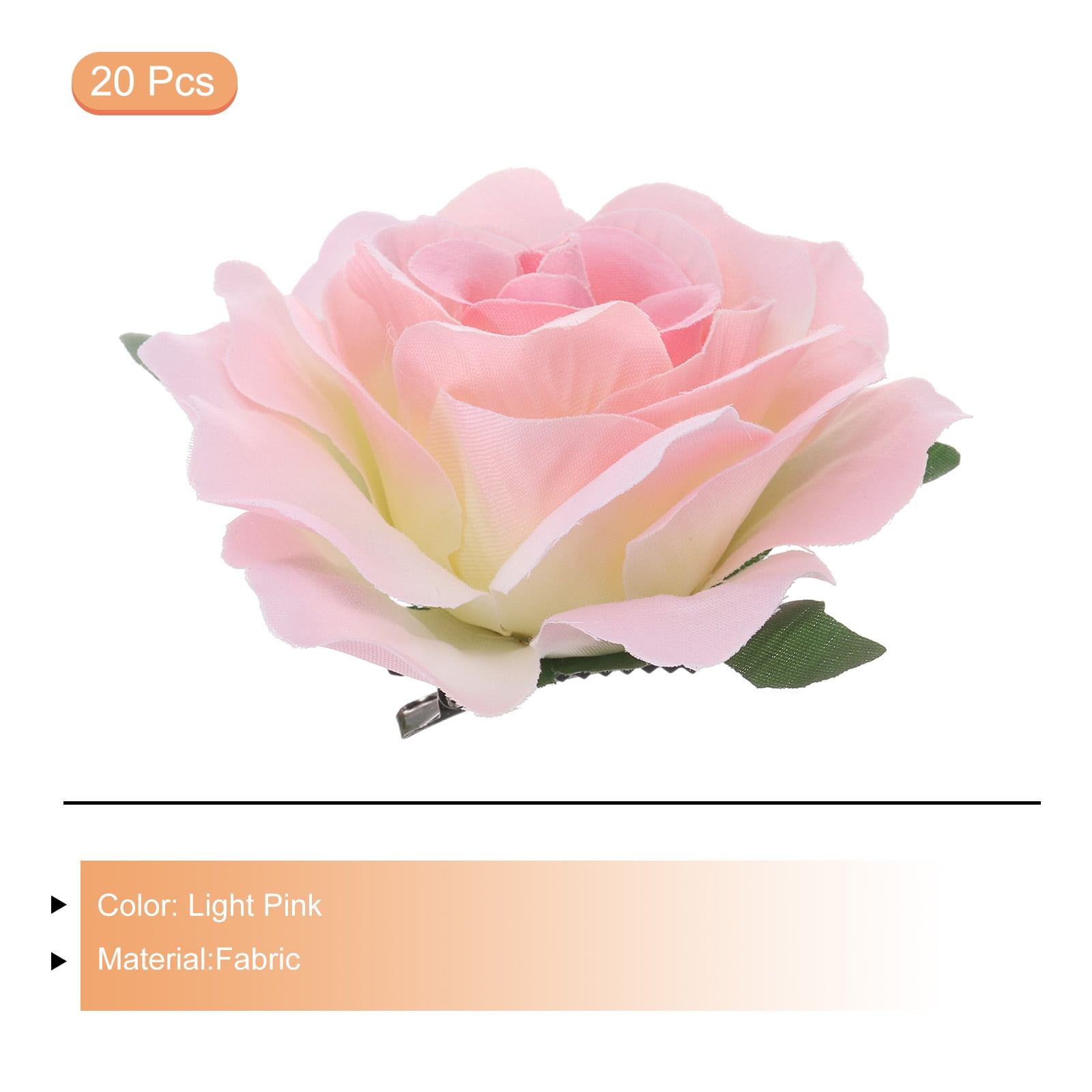 Uxcell 20 Pcs Rose Flower Hair Clips 4 Inch Flower Hair Pins Flower Brooch for Women Hair Accessories Light Pink