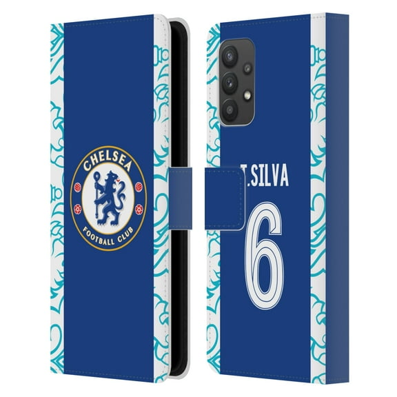 Head Case Designs Officially Licensed Chelsea Football Club 2022/23 Players Home Kit Thiago Silva Leather Book Case Compatible with Samsung Galaxy A32 5G / M32 5G (2021)