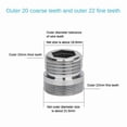 thumbnail image 1 of Faucet Adapter 22 Turn 16 18 20 22 24 26 28 30 32mm Internal and External Fine Tooth Faucet Conversion Thread Accessories, 1 of 5