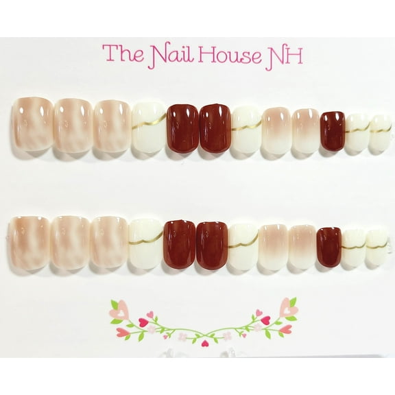 Venetian Marble Extra Short Square Press-On Nails By The Nail House NH - 24 Pieces