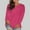 Hot Pink, variant on Hipattires Plus Size Blouses Women Summer Army Green Round Neck Solid Color T-Shirts Beach Long Sleeve Tops Basic Blouses