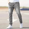 thumbnail image 2 of Yifymode Men's Slim Fit Skinny Jeans Distressed Moto Biker Denim Pants Hip Hop Stretch Straight Leg Flex Waist,Gray 2XL, 2 of 6