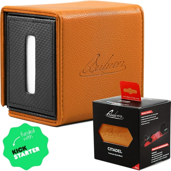 ERDS-Citadel Orange Deck Block for Magic: the Gathering Cards and other TCG Games - Premium Commander Deck Box, 100+ Card Storage Box for Cards, Dice & Tokens, Custom Divider, Magnetic Closure