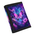 thumbnail image 2 of FUIALDOLG Purple Butterfly Galaxy Pattern Trifold Card Wallet, Polyester Small Purse for Sports, Compact Lightweight Children's Wallet, 2 of 6