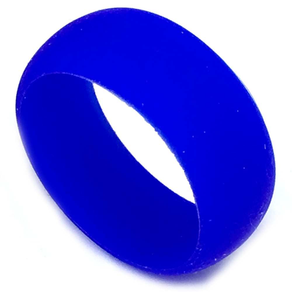 8MM Men or Ladies Athlete Sports Flexible BLUE Silicon Rubber Wedding