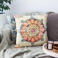Boho Orange Throw Pillow Cover 20x20 Inches Carpet Pattern Antique