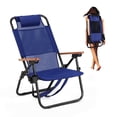 thumbnail image 3 of Ktaxon 13" Aluminum Backpack Beach Chair,  Portable with Adjustable Straps, 3-Position Reclining, Cup Holder, Lightweight for Beach Camping Picnic, Navy Blue, 3 of 7