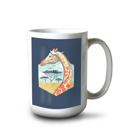 

15 fl oz Ceramic Mug Graphic Pastel Giraffe Contour Dishwasher & Microwave Safe