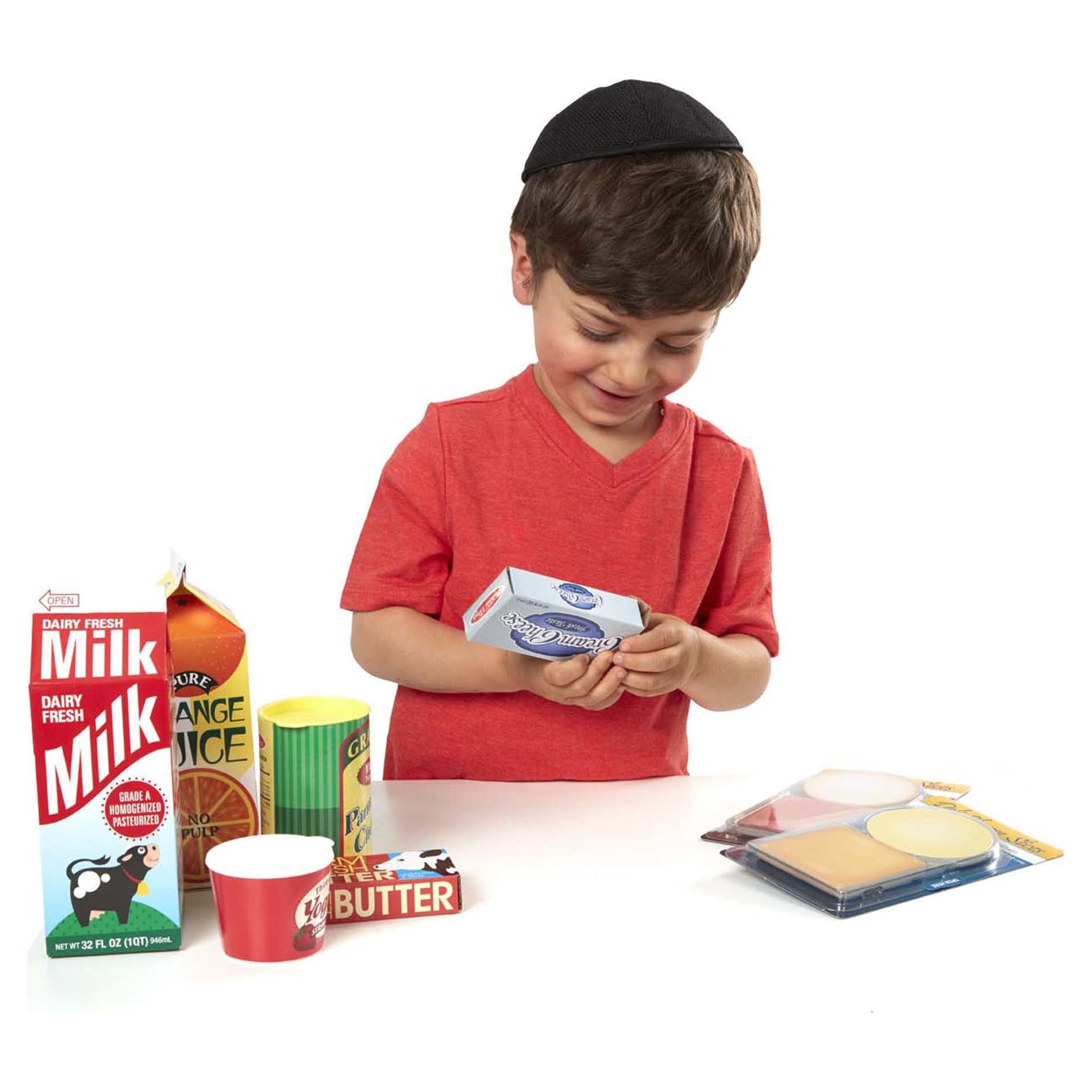 Melissa & Doug Fridge Groceries Play Food Cartons (8 pcs) - Toy Kitchen Accessories