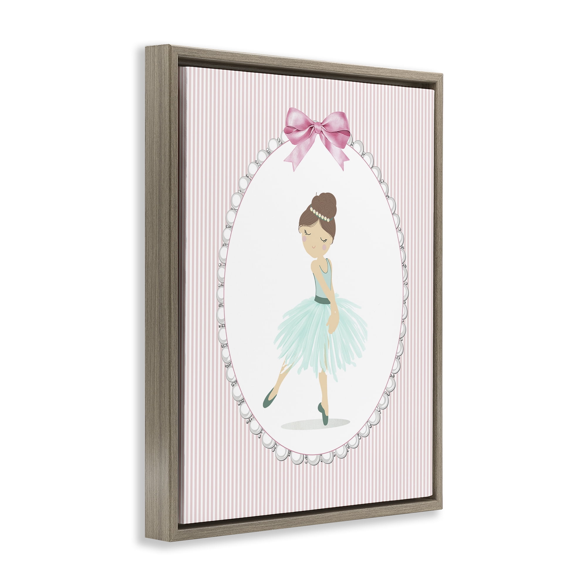 Stupell Industries Elegant Dance on Stripes Brown Framed Floater Canvas Wall Art, design by Christine Simpson Art