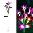 thumbnail image 1 of Luces solares al aire libre, 2 piezas Lily Luces solares de jardín Luces solares LED que cambian de color Flores más grandes y paneles solares Decoración de jardín para patio, caminos, 1 of 3