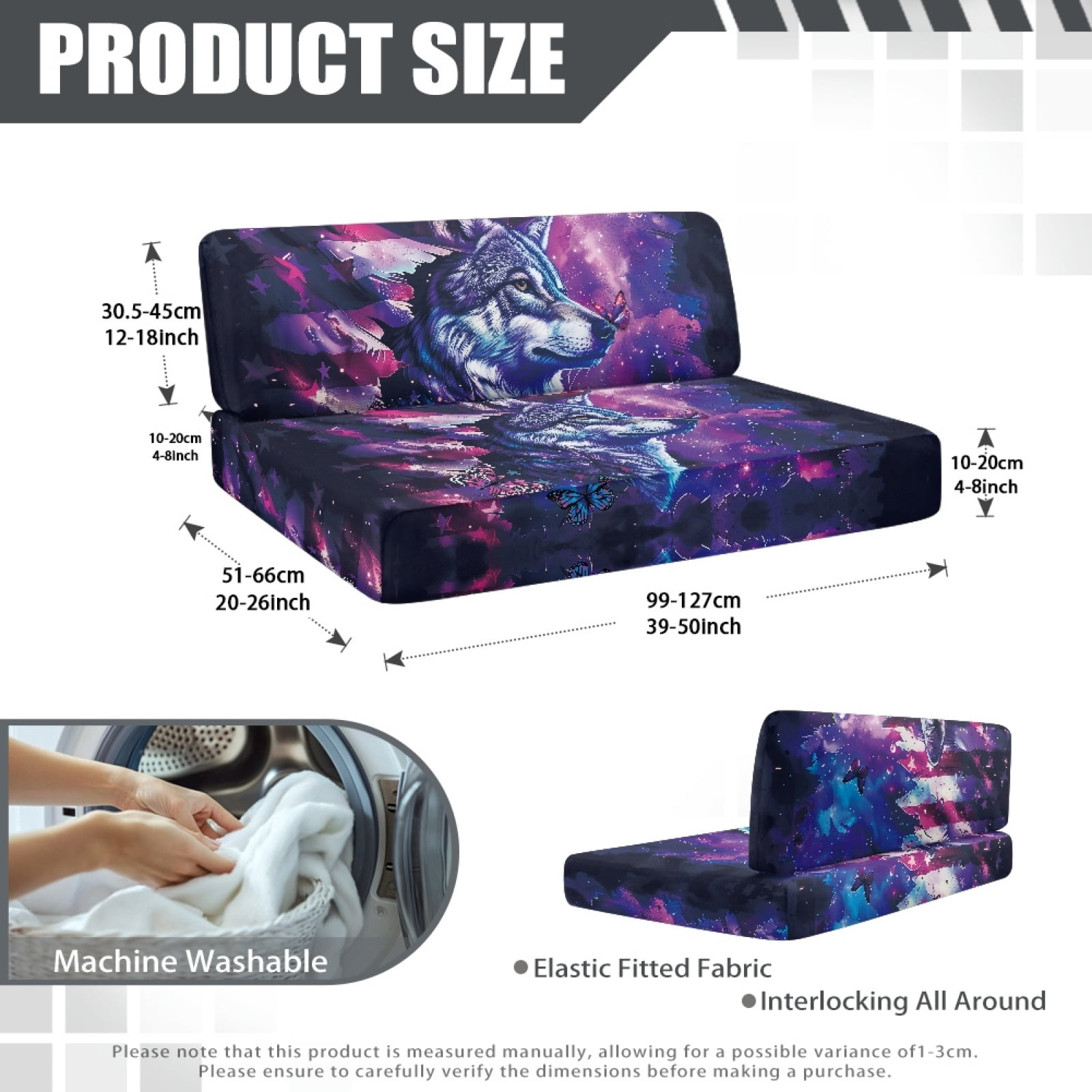 Kuiaobaty RV Dinette Cushions Covers Easy to Install Stretch Camper Cushions Cover RV Dinette Seat Covers Sofa Slipcovers for RV Camper Car Bench, American Flag Galaxy Wolf Butterfly Pattern