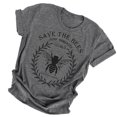 thumbnail image 3 of Femmes T-shirt Lettre à Manches Courtes Haut Rond Top Femmes Col Rond Blouse d'Été, Gris Foncé, XL, 3 of 7