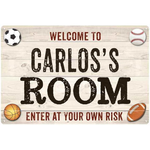 CARLOS'S Room Kids Bedroom Sign Boy's 8x12 Metal 208120090071