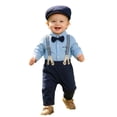 thumbnail image 2 of Trikvn Baby Boy Clothes Gentleman Outfit Long Sleeve Dress Shirt with Bow Tie and Elastic Waist Suspenders Pants Set Formal Suit for Wedding Party Ring Bearer Casual Wear, 2 of 6