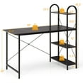 thumbnail image 4 of Costway Bureau d'Ordinateur Réversible de 48 Pouces Table d'Écriture Poste de Travail avec Tablette de Rangement Brun, 4 of 10