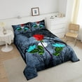 thumbnail image 3 of YST Red Rose Bedding 3 Pcs Blue Butterfly Print Comforter Set Valentine's Day Quilts for Women Girls Blossom Rose Flowers Duvet Insert Rose Love Romantic Moment Print Bedding King Size, 3 of 6