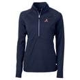 thumbnail image 2 of Women's Cutter & Buck Navy Atlanta Braves  DryTec Adapt Eco Knit Stretch Recycled Raglan Half-Zip Top, 2 of 3