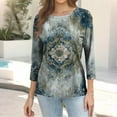 thumbnail image 5 of WTOBBY Women's Retro Style 3/4 Sleeve Round Collar Printed Blouse with Floral Design, Ladies Casual Top for Retro Look, Comfortable T-Shirt for Everyday Fashion,Mint Green S, 5 of 7