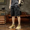 thumbnail image 5 of Pantalones cortos cargo para hombre por encima de la rodilla, cintura elástica sólida, pantalones cortos para hombre, pantalones cortos holgados estilo Harajuku, pantalones cortos grandes y altos, pan, 5 of 5
