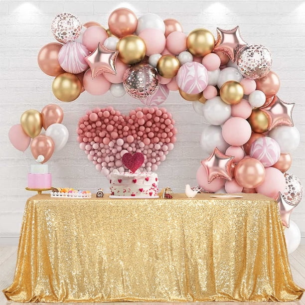 Mantel PartyDelight con lentejuelas doradas, 127 x 203 cm, rectangular