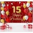 thumbnail image 4 of 15th Birthday Backdrop Banner Decorations Red and Gold for Boys Girls Happy 15 Years Old Bday Background Photography Party Decor Sign Supplies, 4 of 7