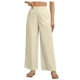 thumbnail image 2 of Lenpel Capri Pants for Women Dressy Casual Elastic High Waisted Cropped Wide Leg Pants Loose Lounge Travel Trousers with Pockets, 2 of 6