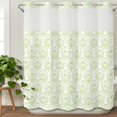 thumbnail image 3 of Green Baroque No Hook Shower Curtain Waterproof, Bathroom Curtains with Snap in Liners and See Through Top Window, Abstract Art Floral Pattern Hotel Style Bathtub Curtains Shower 72"Wx72"L, 3 of 8