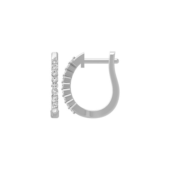 ARAIYA FINE JEWELRY 10K White Gold Round Lab-Grown Diamond Hoop Earrings (1/10 cttw, VS1 Clarity, D-E Color)