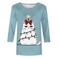 thumbnail image 7 of Jovrlynd Christmas Shirts Women Ugly Funny Cute Crewneck 3/4 Sleeve Tops Loose Holiday Graphic Tee, S-5XL, 7 of 7