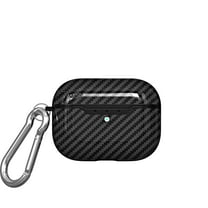 AirPods Pro Case with Keychain, Allytech Carbon Fiber Wireless Charging Protective Shockproof Carabiner Bluetooth Earphone Storage Bag Charging Box Cover for Apple Airpods Pro / Airpods 3, Black